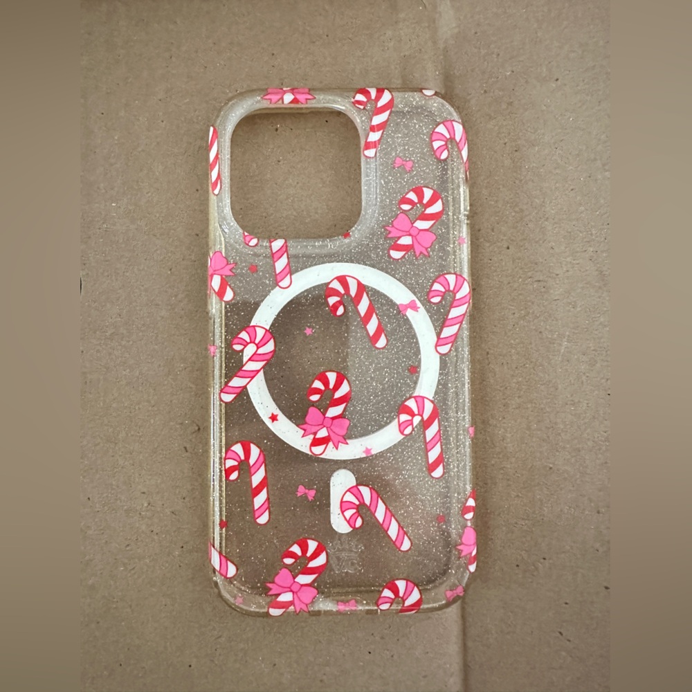 Velvet Caviar Pink & White Candy Cane MagSafe Phone Case - IPhone 14 Pro